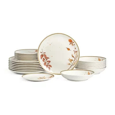 Stone + Lain Maple 24-pc. Porcelain Dinnerware Set
