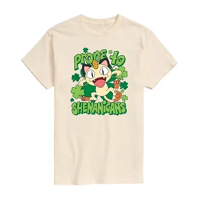 Novelty Mens Crew Neck Short Sleeve Pokemon Graphic T-Shirt