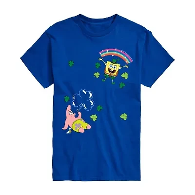 Novelty Mens Crew Neck Short Sleeve Regular Fit Spongebob Graphic T-Shirt