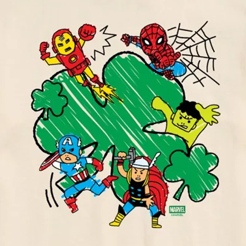 Novelty Mens Crew Neck Short Sleeve Regular Fit Avengers Graphic T-Shirt