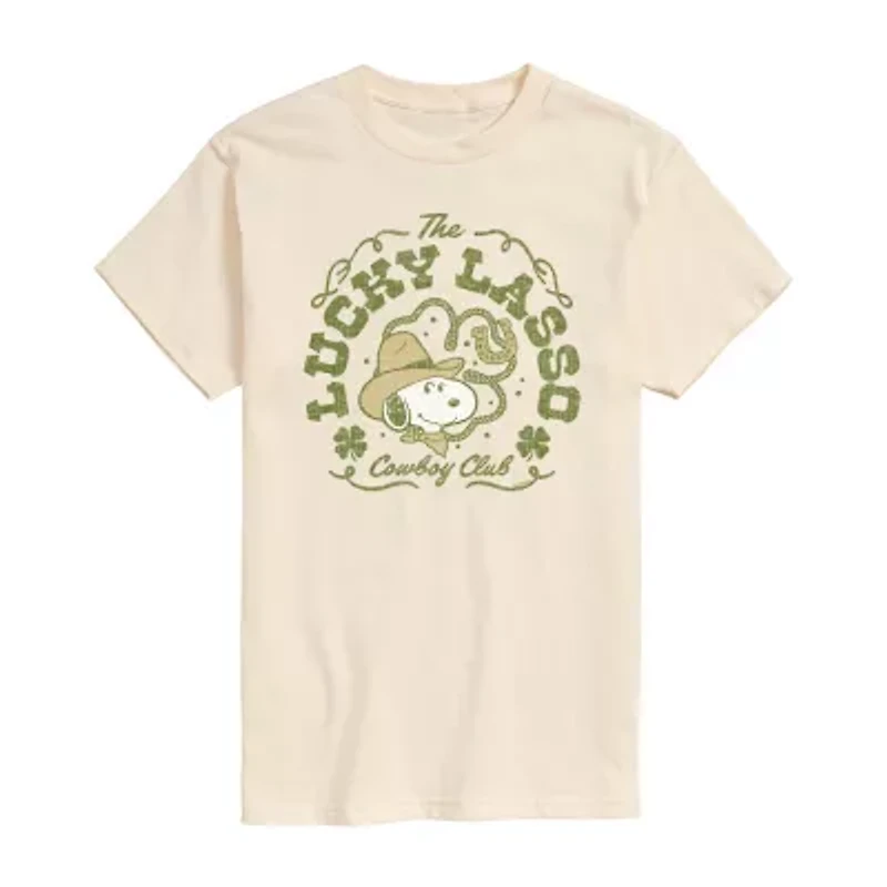 Novelty Mens Crew Neck Short Sleeve Regular Fit Snoopy Graphic T-Shirt