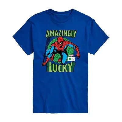 Novelty Mens Crew Neck Short Sleeve Spiderman Graphic T-Shirt