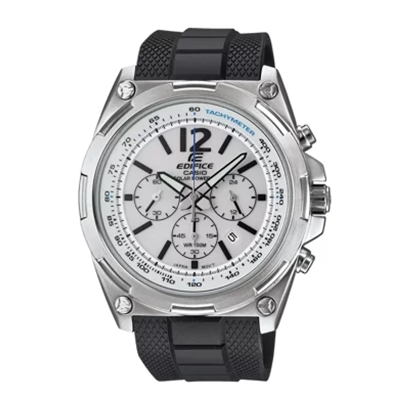Casio® Edifice Mens White Dial Black Resin Strap Solar Watch EFR545SB-7BV