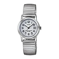 Casio® Womens White Dial Stainless Steel Expansion Solar Watch LTPS100E-7BV