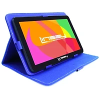 10.1" Quad Core 2GB RAM 32GB Storage Android 12 Tablet with Blue Leather Case"