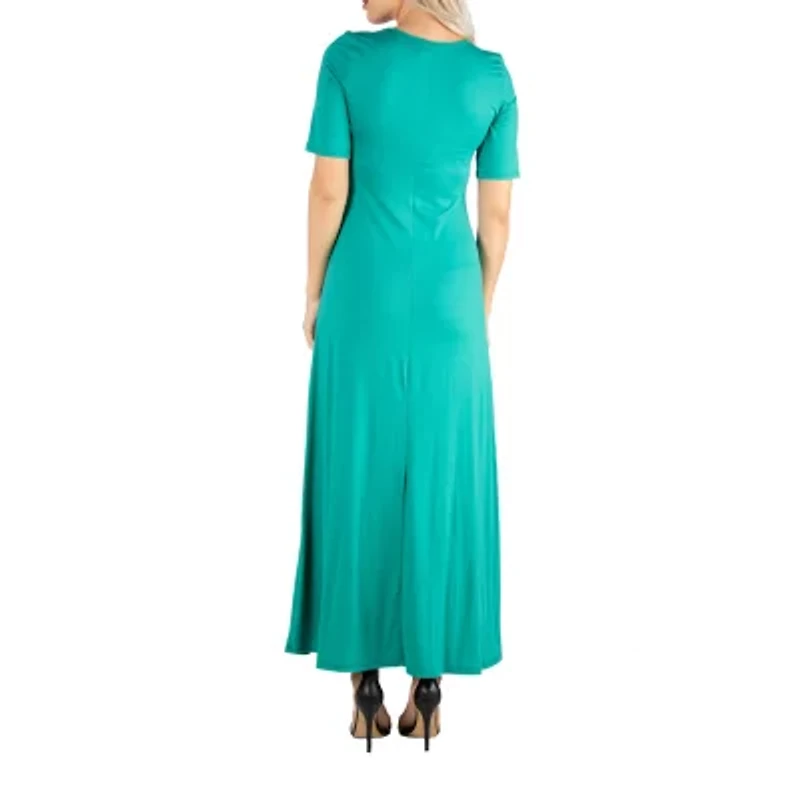 24/7 Comfort Apparel Casual Maxi Dress With Short Sleeves
