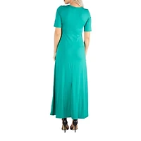 24/7 Comfort Apparel Casual Maxi Dress With Short Sleeves