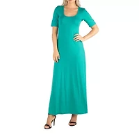 24/7 Comfort Apparel Casual Maxi Dress With Short Sleeves