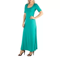 24/7 Comfort Apparel Casual Maxi Dress With Short Sleeves