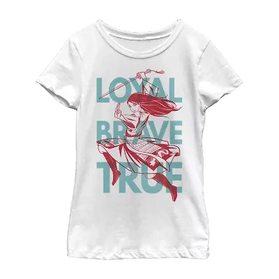 Little & Big Kid Girls Round Neck Short Sleeve Regular Fit Princess Mulan Graphic T-Shirt