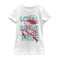 Little & Big Kid Girls Round Neck Short Sleeve Regular Fit Princess Mulan Graphic T-Shirt
