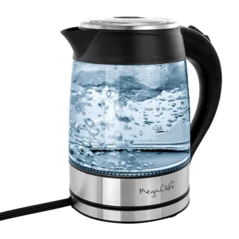 MegaChef 1.7 Quart Glass & Stainless Steel Electric Kettle