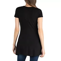 24/7 Comfort Apparel V Neck Short Sleeve Loose Fit Tunic Top