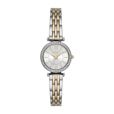 Relic By Fossil Kimberly Womens Crystal Accent Two Tone Bracelet Watch Zr34593