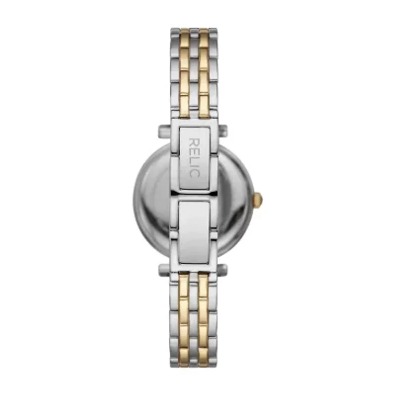 Relic By Fossil Kimberly Womens Crystal Accent Two Tone Bracelet Watch Zr34593