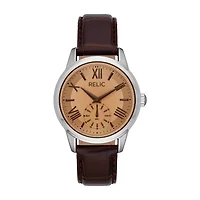 Relic By Fossil Myles Mens Brown Leather Strap Watch Zr77325