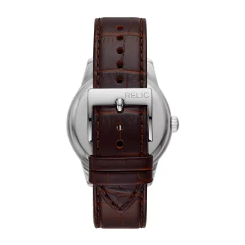 Relic By Fossil Myles Mens Brown Leather Strap Watch Zr77325