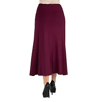 24/7 Comfort Apparel Elastic Waist Solid Maxi Skirt