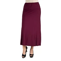 24/7 Comfort Apparel Elastic Waist Solid Maxi Skirt