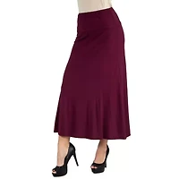 24/7 Comfort Apparel Elastic Waist Solid Maxi Skirt