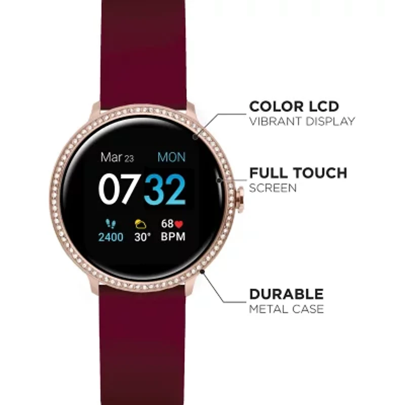iTouch Sport 3 Special Edition for Women: Rose Gold Crystal Case with Merlot Strap Smartwatch (45mm) 500017R-51-C10