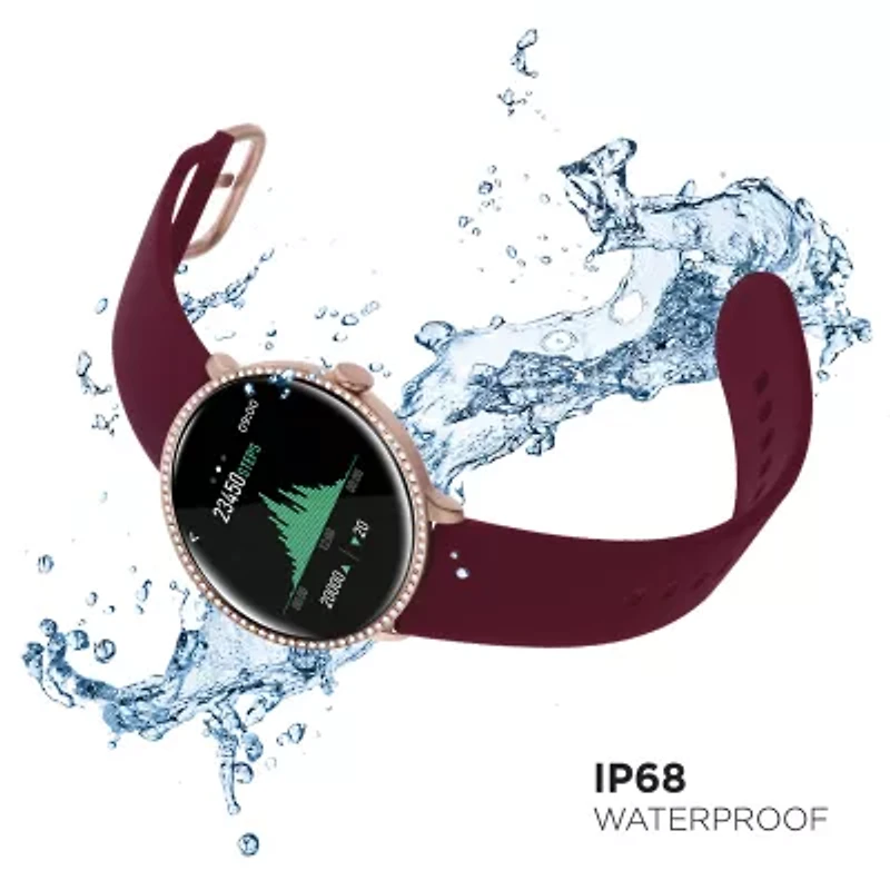 iTouch Sport 3 Special Edition for Women: Rose Gold Crystal Case with Merlot Strap Smartwatch (45mm) 500017R-51-C10