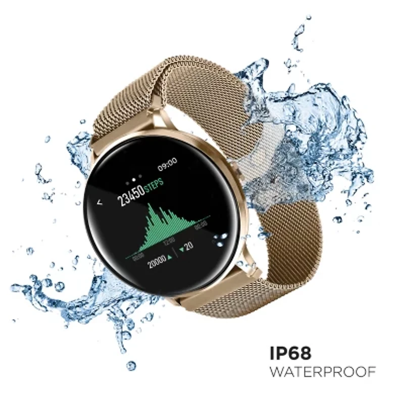 iTouch Sport 3 for Men: Gold Case with Gold Mesh Strap Smartwatch (45mm) 500014G-51-A27