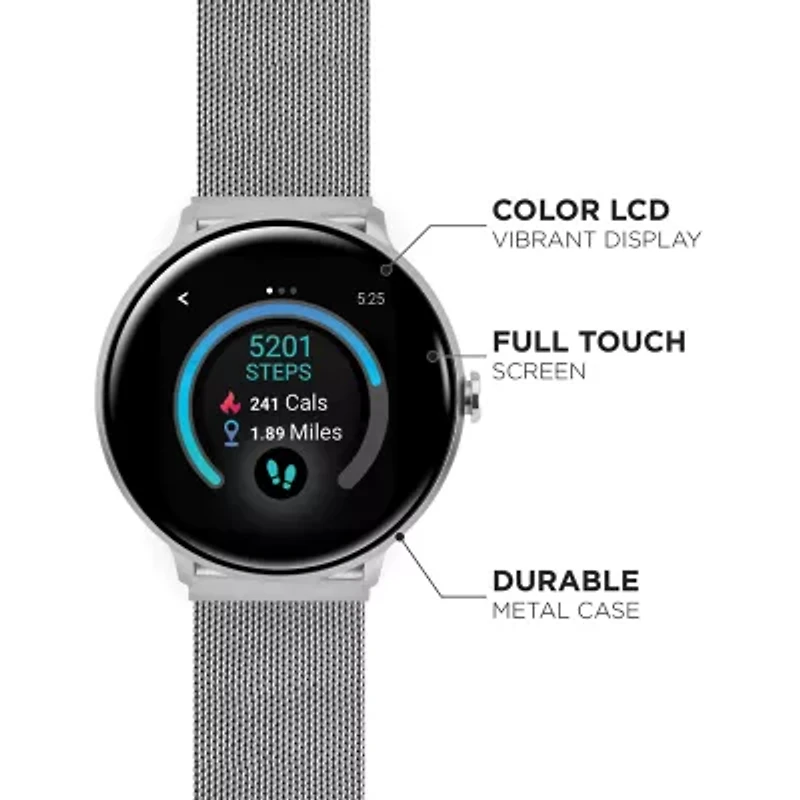 iTouch Sport 3 for Men: Silver Case with Silver Mesh Strap Smartwatch (45mm) 500014S-51-B28