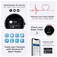 iTouch Sport 3 for Men: Black Case with Black/Gray Perforated Strap Smartwatch (45mm) 500013B-51-G04