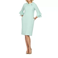 Giovanna Signature Womens Embellished 3/4 Sleeve Shift Dress