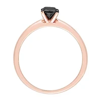 Midnight Black Womens 1/2 CT. Natural Diamond 14K Rose Gold Cushion Solitaire Engagement Ring