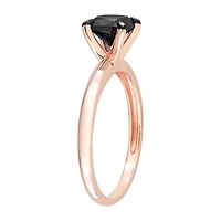 Midnight Black Womens 1 CT. Natural Diamond 14K Rose Gold Cushion Solitaire Engagement Ring
