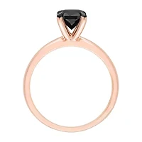 Midnight Black Womens 1 CT. Natural Diamond 14K Rose Gold Cushion Solitaire Engagement Ring
