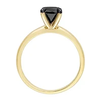 Womens 1 CT. Natural Black Diamond 14K Gold Cushion Solitaire Engagement Ring
