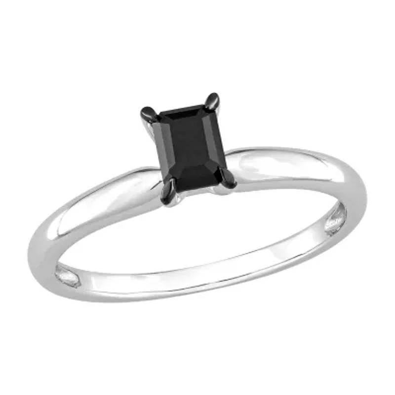 Midnight Black Womens 1/2 CT. Natural Diamond 14K Gold Solitaire Engagement Ring