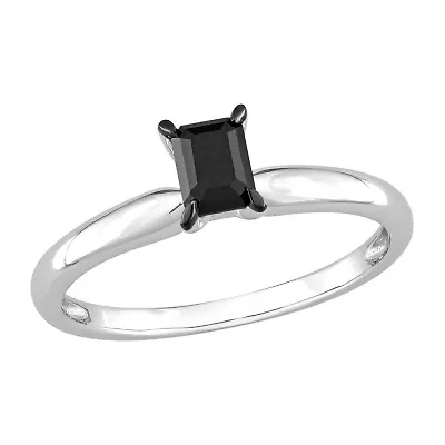 Midnight Black Womens 1/2 CT. Natural Diamond 14K Gold Solitaire Engagement Ring