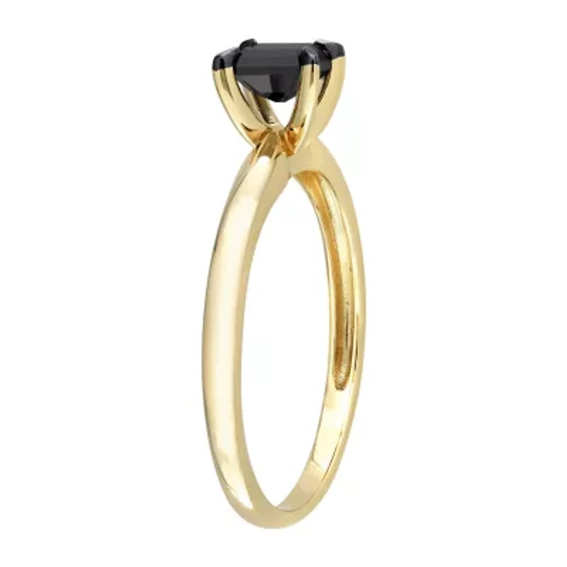 Midnight Black Womens 1/ CT. Natural Diamond 14K Gold Solitaire Engagement Ring