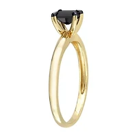 Midnight Black Womens 1/ CT. Natural Diamond 14K Gold Solitaire Engagement Ring