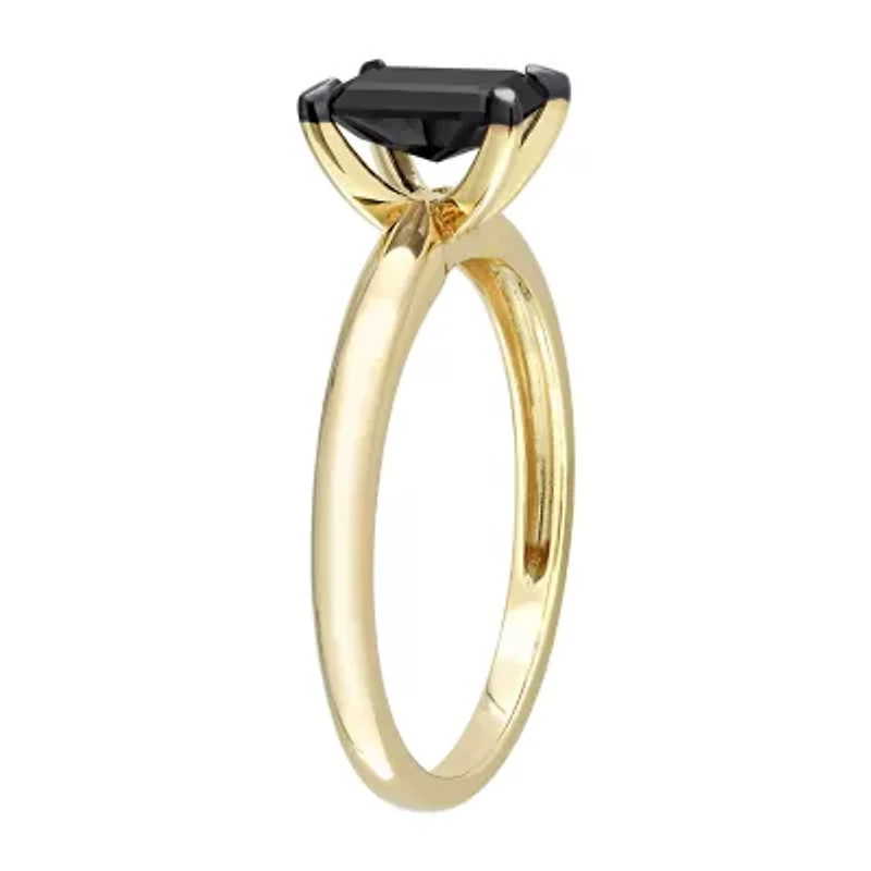 Midnight Black Womens 1 CT. Natural Diamond 14K Gold Solitaire Engagement Ring