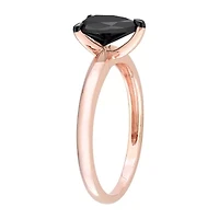 Midnight Black Womens 1 CT. Natural Diamond 14K Rose Gold Pear Solitaire Engagement Ring