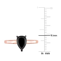 Midnight Black Womens 1 CT. Natural Diamond 14K Rose Gold Pear Solitaire Engagement Ring