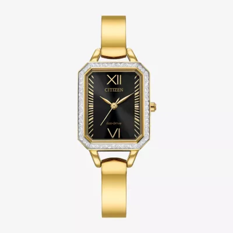 Citizen Womens Crystal Accent Gold Tone Stainless Steel Bracelet Watch Em0982-54e