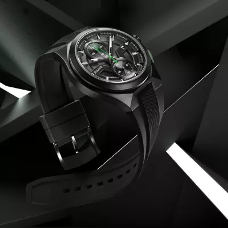 Bulova Maquina Mens Chronograph Black Strap Watch 98b381