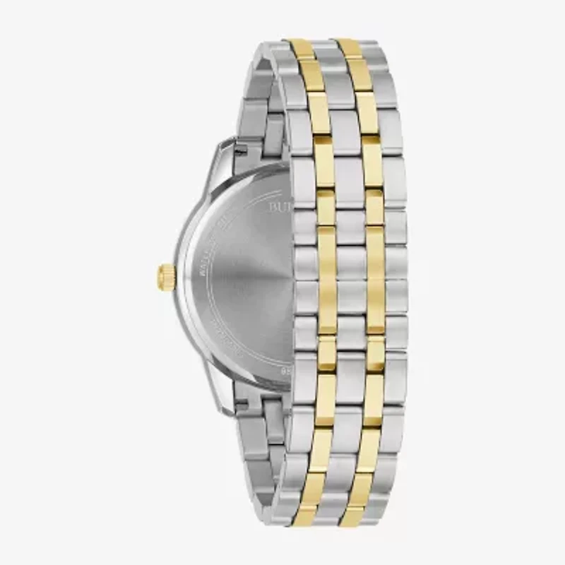 Bulova Classic Mens Two Tone Stainless Steel Bracelet Watch 98b385