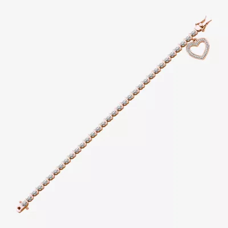 Sparkle Allure Womens Natural Diamond Accent Heart 7.25 Inch Tennis Bracelet