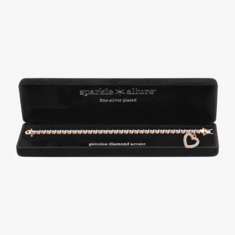 Sparkle Allure Womens Natural Diamond Accent Heart 7.25 Inch Tennis Bracelet