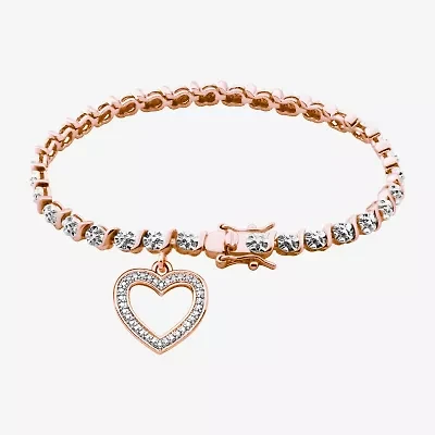 Sparkle Allure Womens Natural Diamond Accent Heart 7.25 Inch Tennis Bracelet