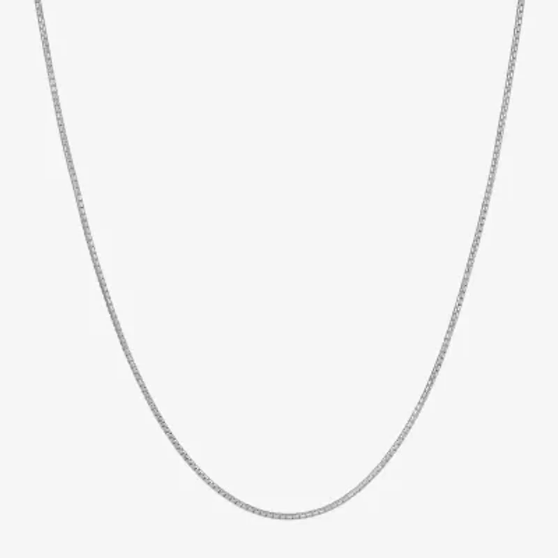 Made Italy Sterling Silver Solid Box Chain Necklace