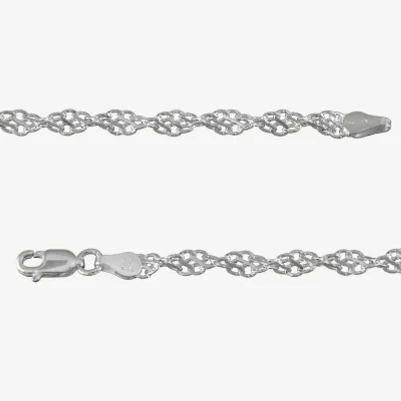 Made in Italy Womens Sterling Silver 7.5 Inch Solid Link Chain Bracelet