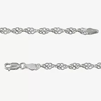 Made in Italy Womens Sterling Silver 7.5 Inch Solid Link Chain Bracelet